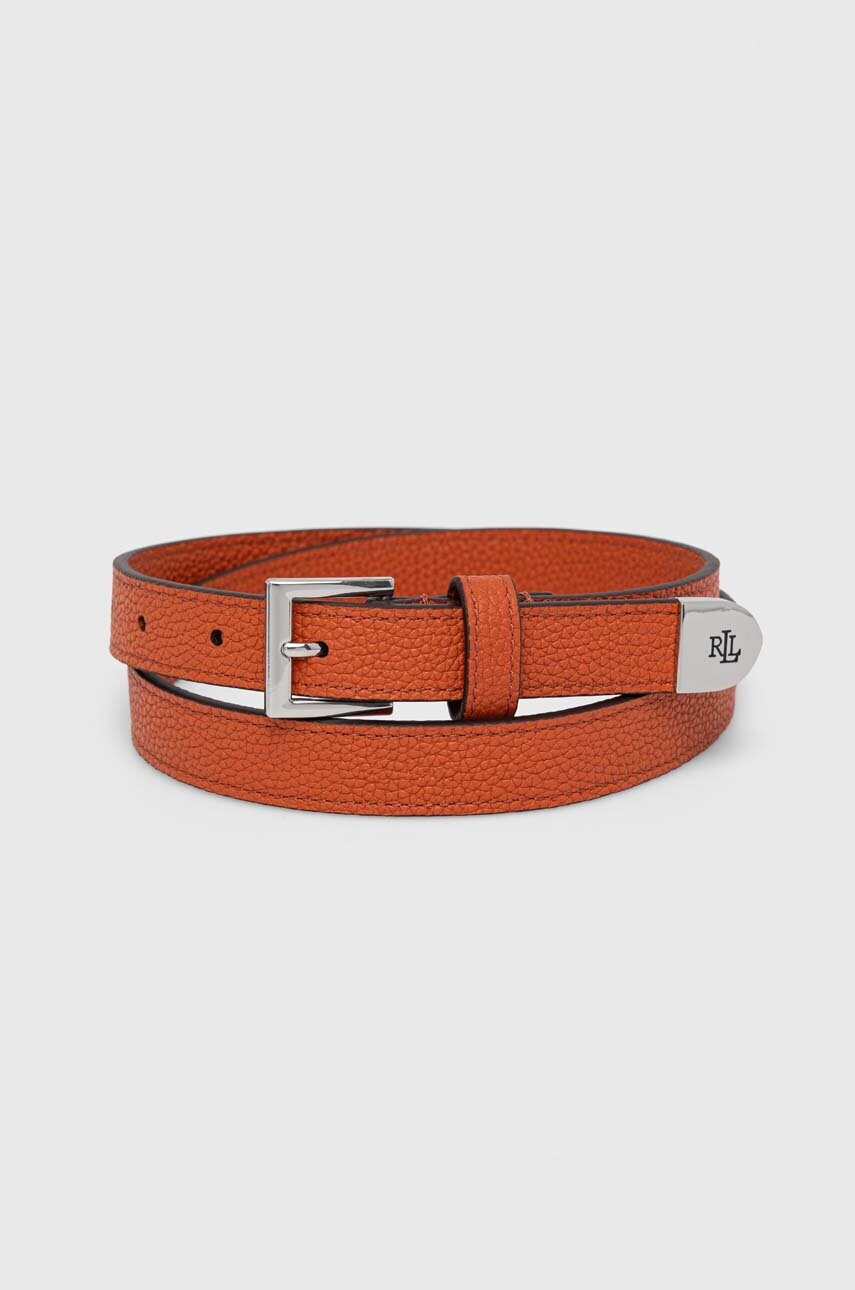 Levně Kožený pásek Lauren Ralph Lauren dámský, oranžová barva, 412912036