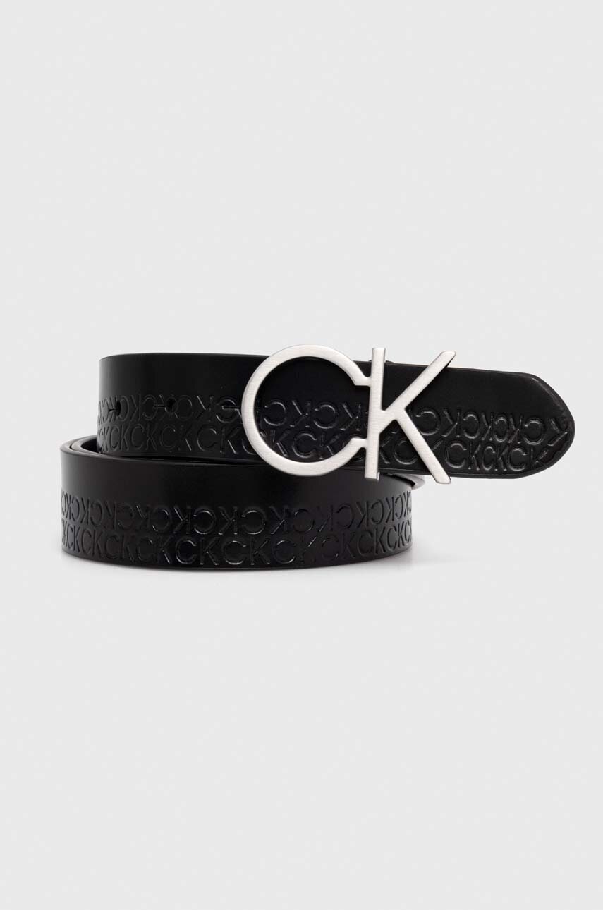

Кожен колан Calvin Klein дамски в черно, Черен