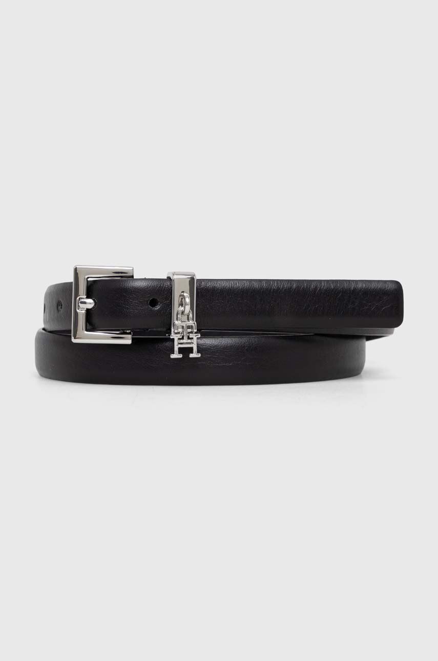 Levně Kožený pásek Tommy Hilfiger dámský, černá barva, AW0AW15374