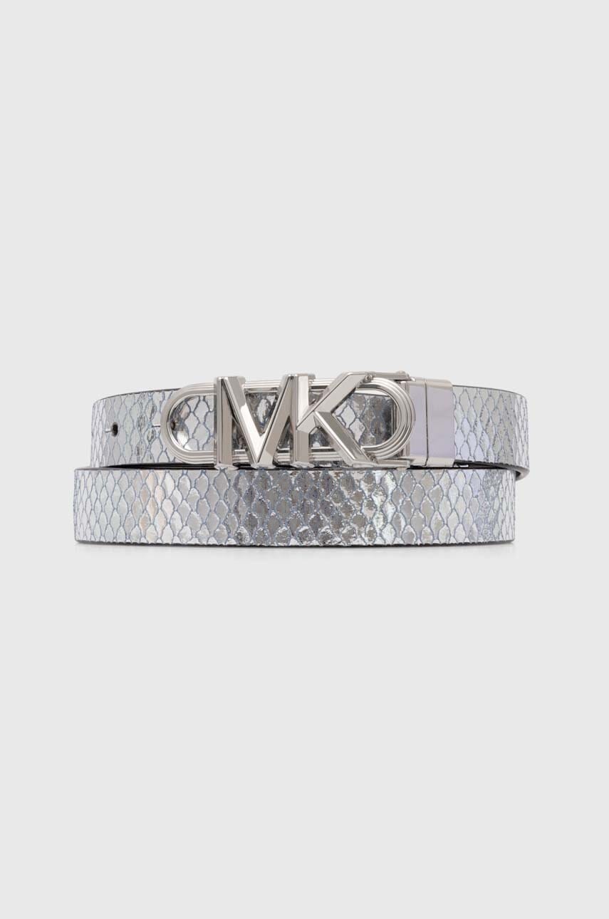 MICHAEL Michael Kors curea de piele cu doua fete femei, culoarea argintiu