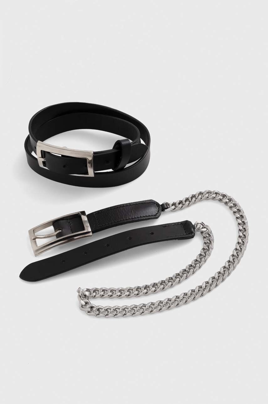 E-shop Kožený pásek Gestuz 2-pack dámský, černá barva