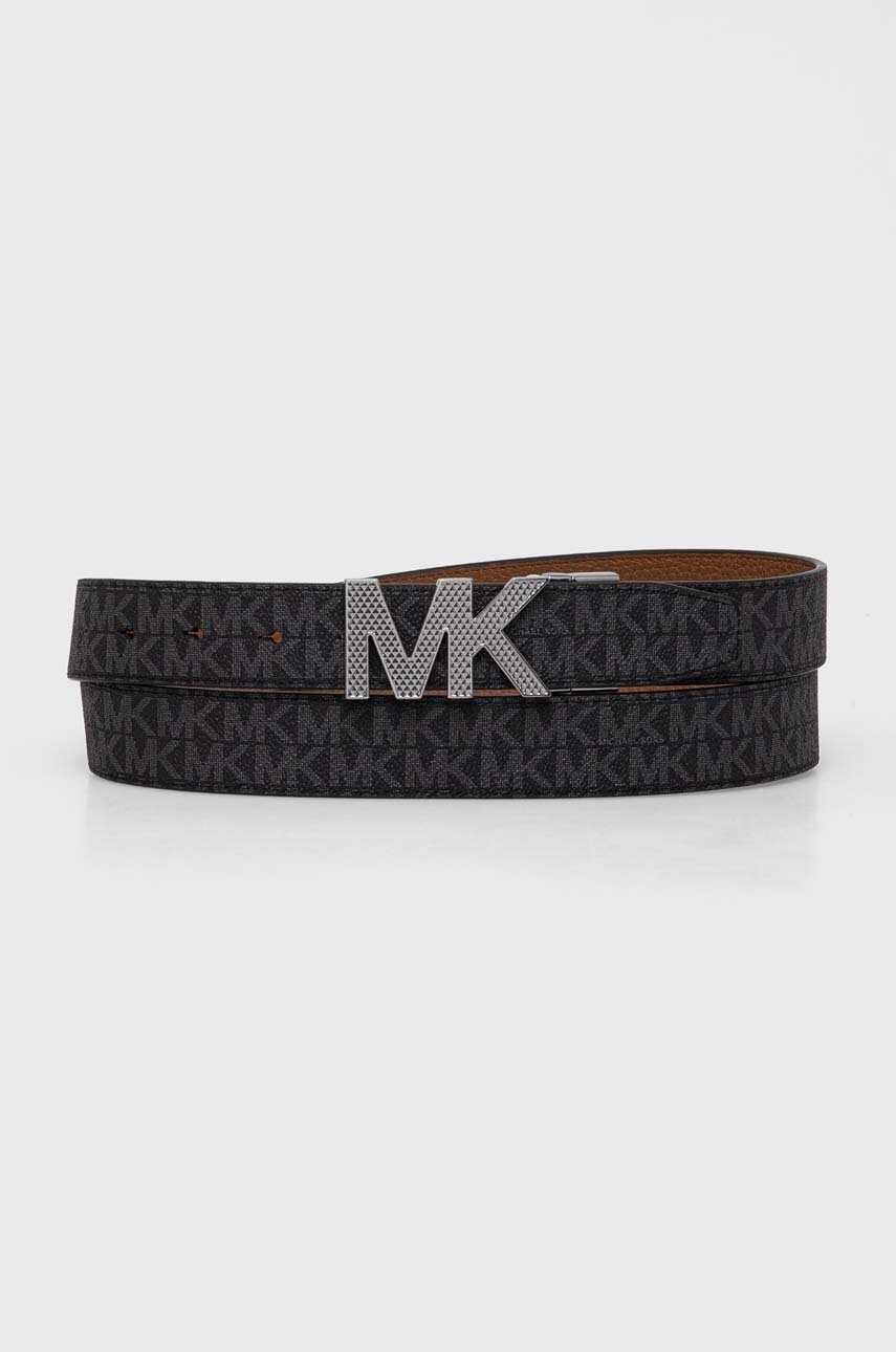 Michael Kors Curea De Piele Cu Doua Fete Barbati, Culoarea Negru