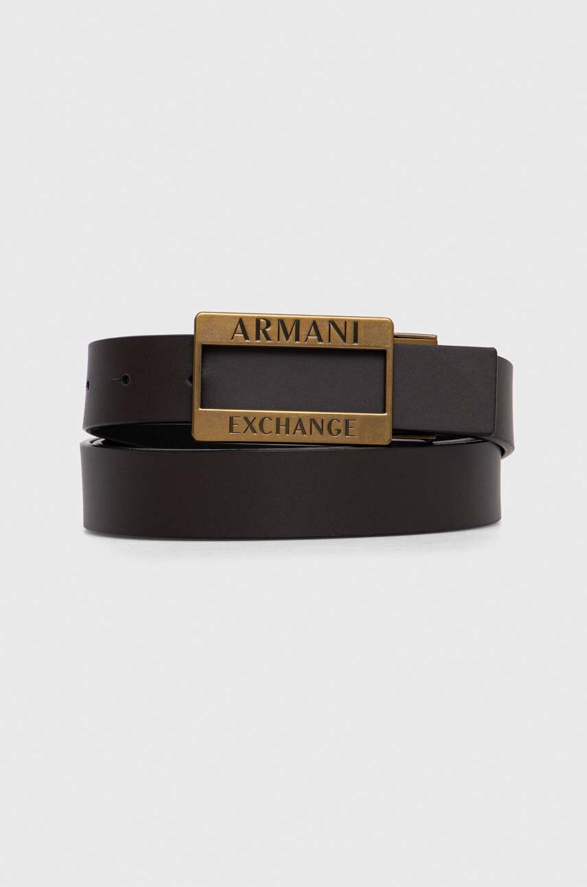 

Кожаный ремень Armani Exchange мужской цвет чёрный