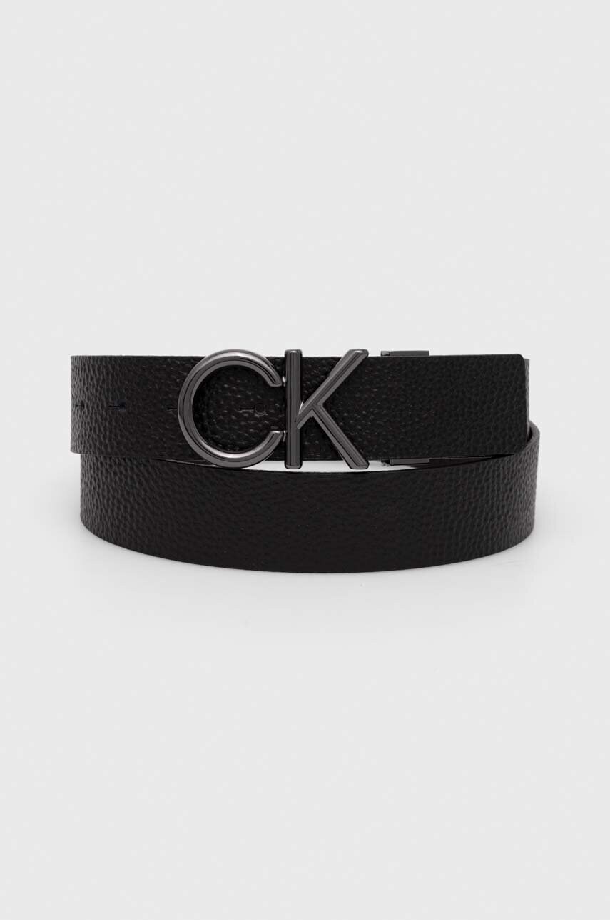 Levně Oboustranný kožený pásek Calvin Klein pánský, černá barva