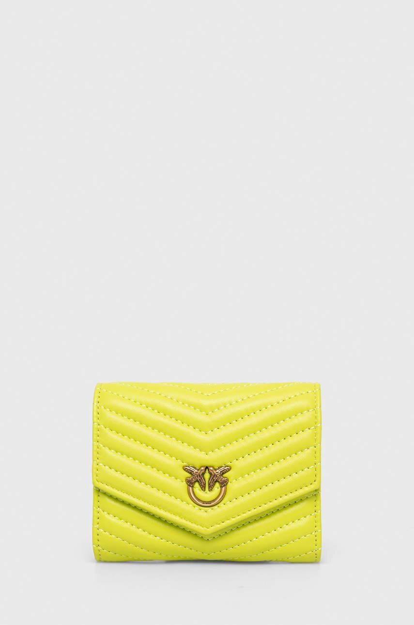 Levně Kožená peněženka Pinko zelená barva, 100881.A0GK