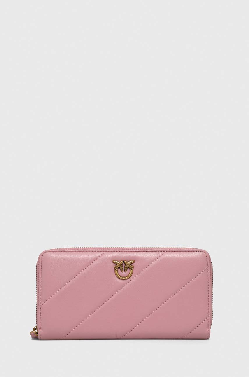 

Кожен портфейл Pinko дамски в розово, Розов