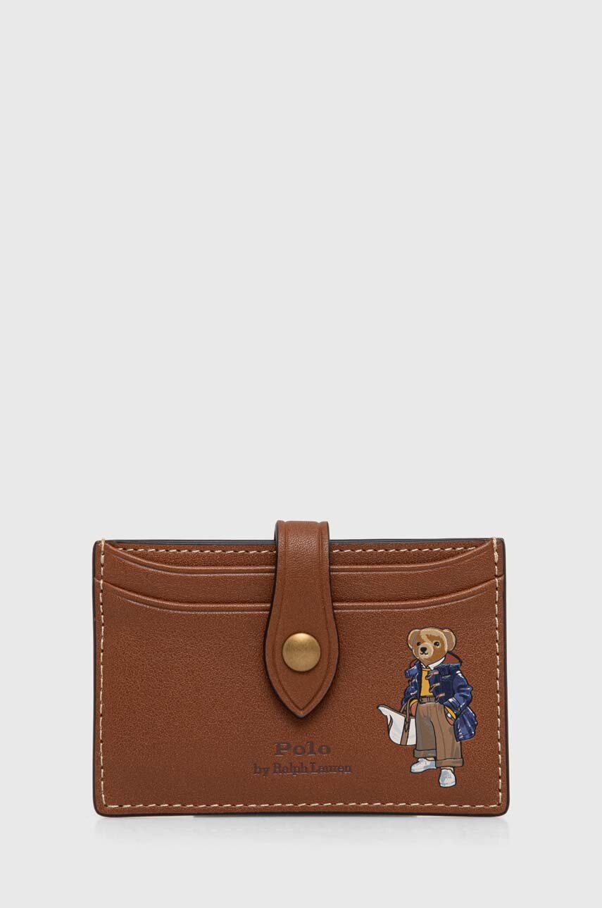 

Шкіряний чохол на банківські карти Polo Ralph Lauren колір коричневий