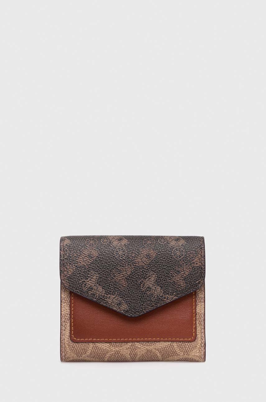 

Кожаный кошелек Coach женский цвет коричневый