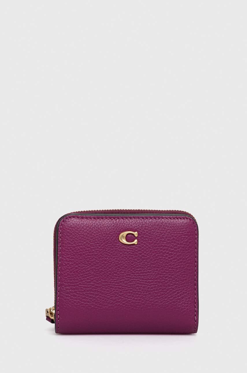 

Кожен портфейл Coach дамски в оранжево, Виолетов