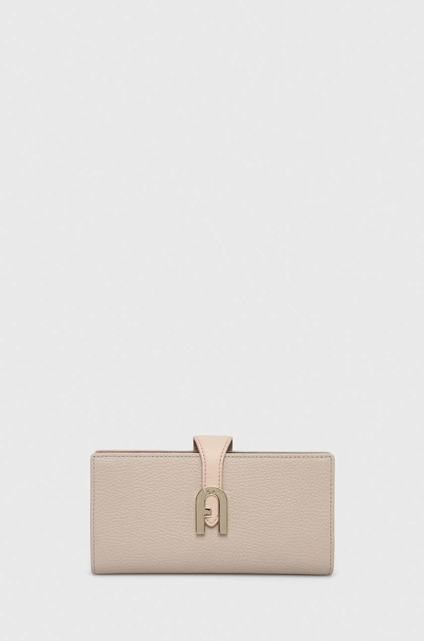 

Кожаный кошелек Furla женский цвет бежевый