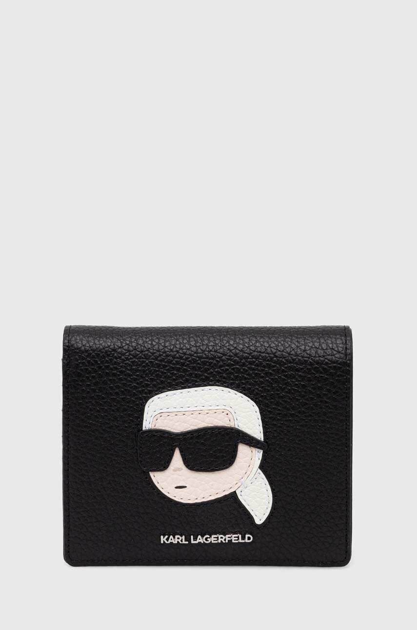 

Шкіряний гаманець Karl Lagerfeld жіночий колір чорний