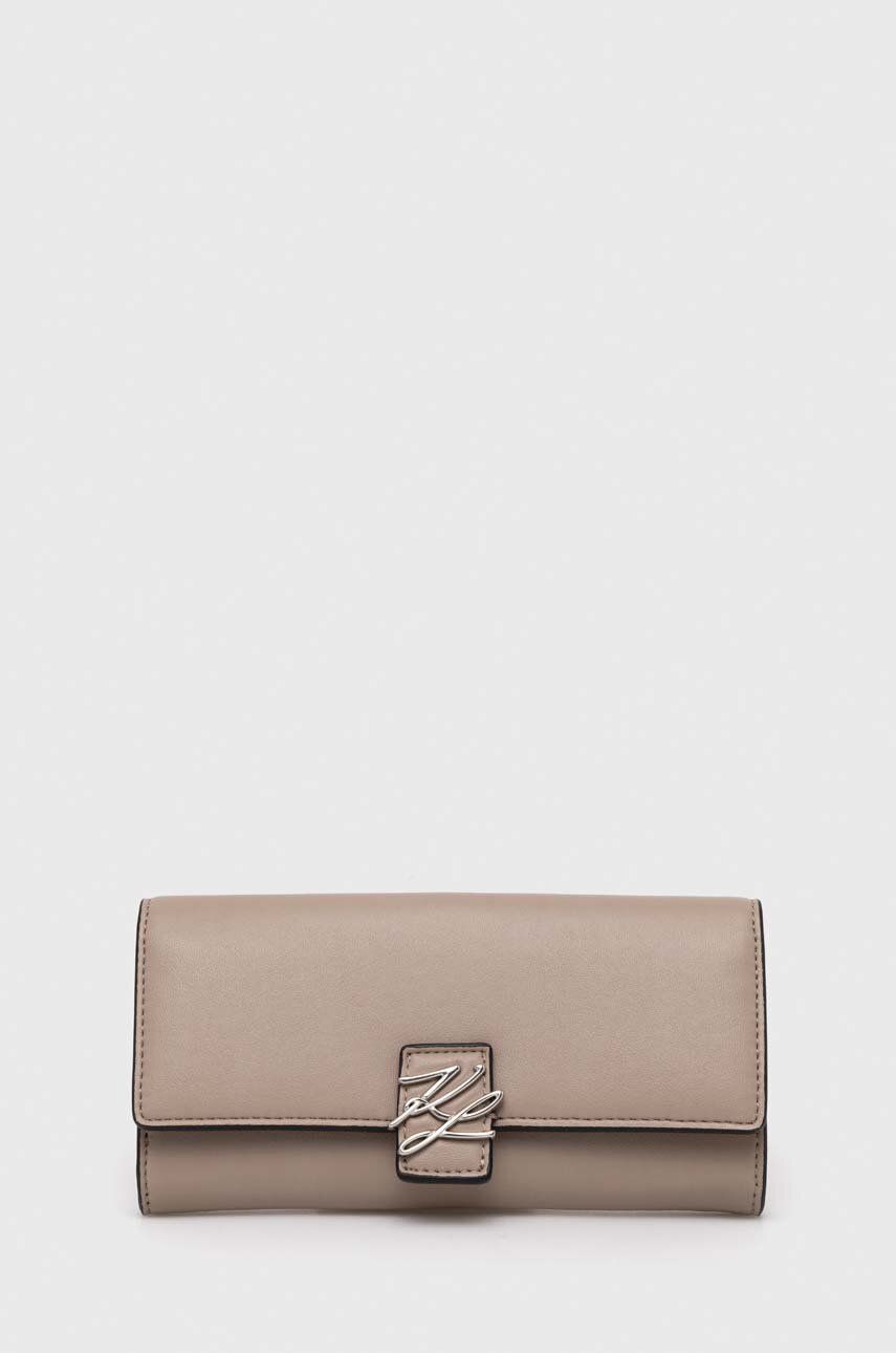 Peněženka Karl Lagerfeld béžová barva - béžová -  Hlavní materiál: 58 % Recyklovaný polyester