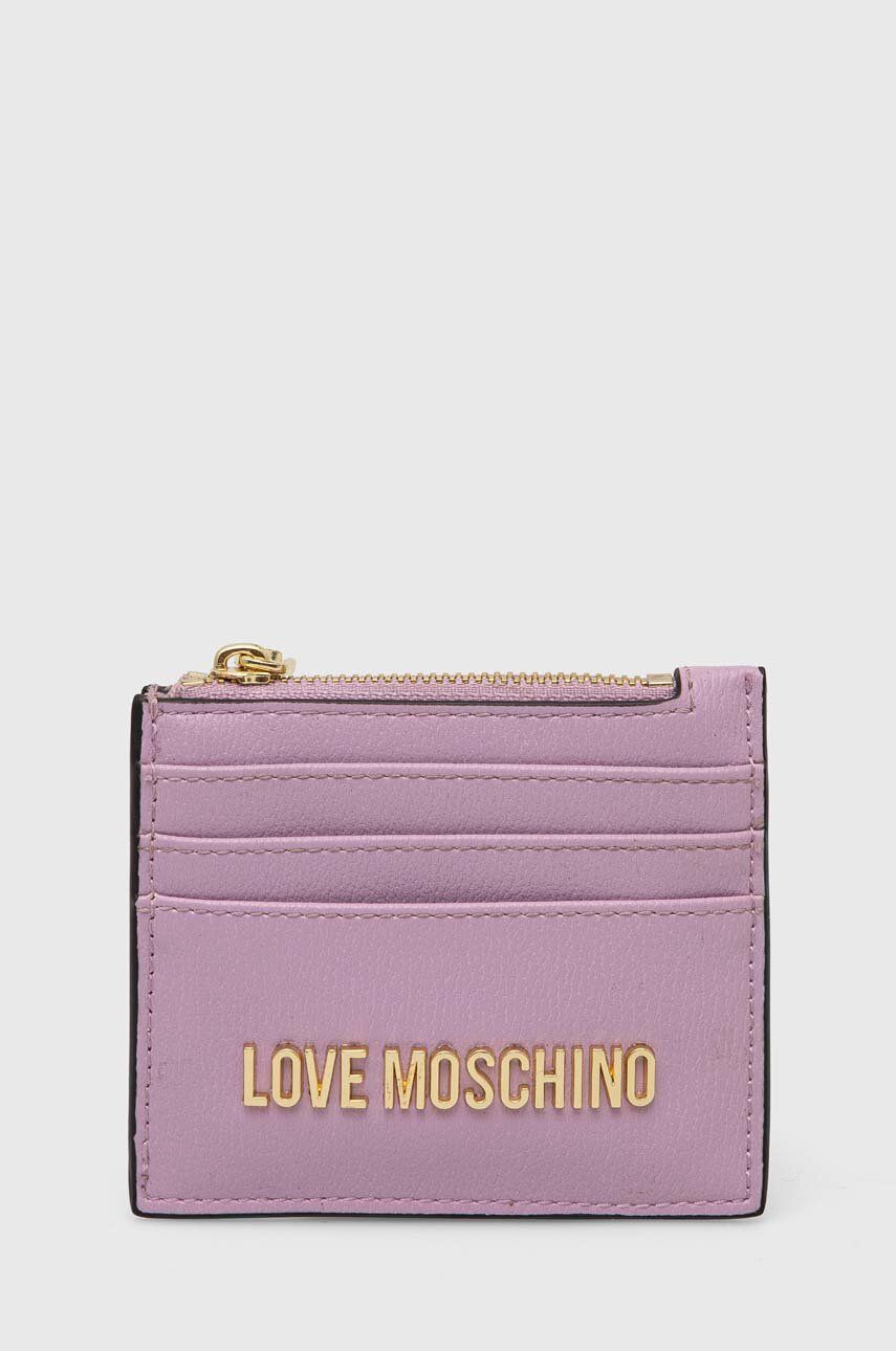 Pouzdro na karty Love Moschino fialová barva - fialová -  100 % PU