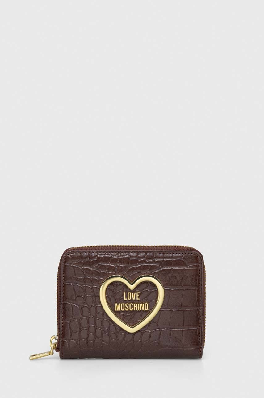 Peněženka Love Moschino hnědá barva - hnědá - 100 % Polyuretan