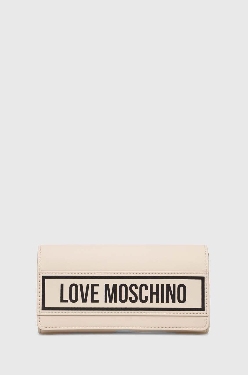 Peněženka Love Moschino béžová barva - béžová - 100 % Polyuretan