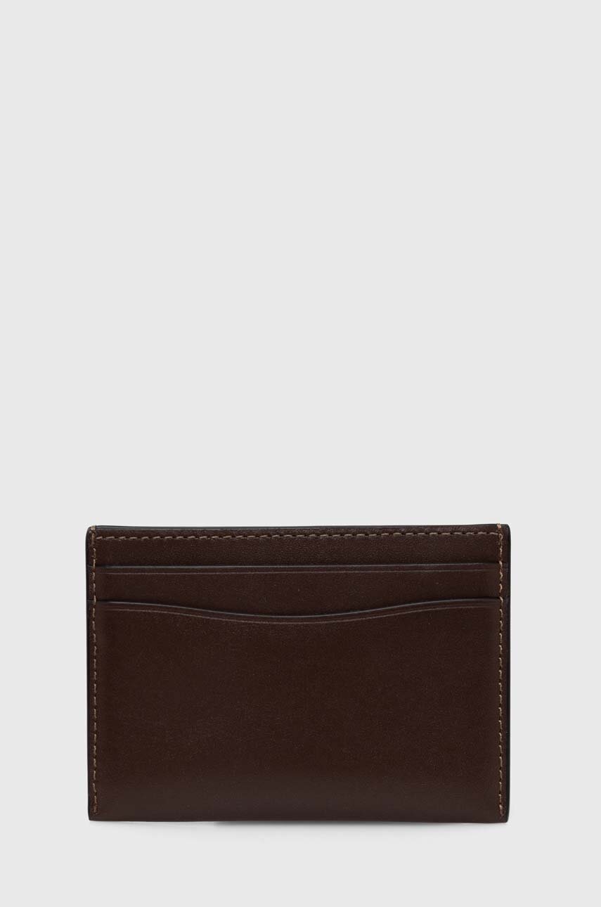 Δερμάτινη θήκη για κάρτες Coach Essential Card Case χρώμα: καφέ φωτογραφία