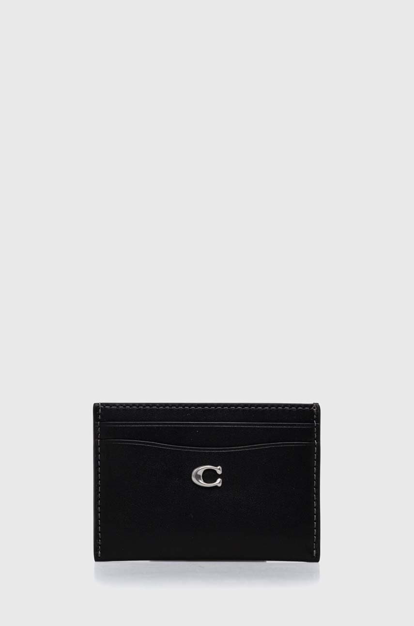 Coach carcasa din piele Essential Card Case culoarea negru Coach carcasa din piele Essential Card Case culoarea negru