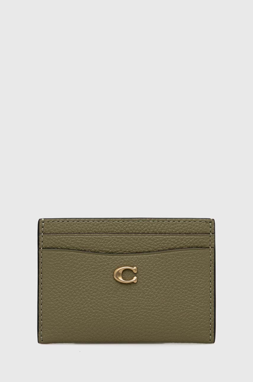 Coach carcasa din piele Essential Card Case culoarea verde