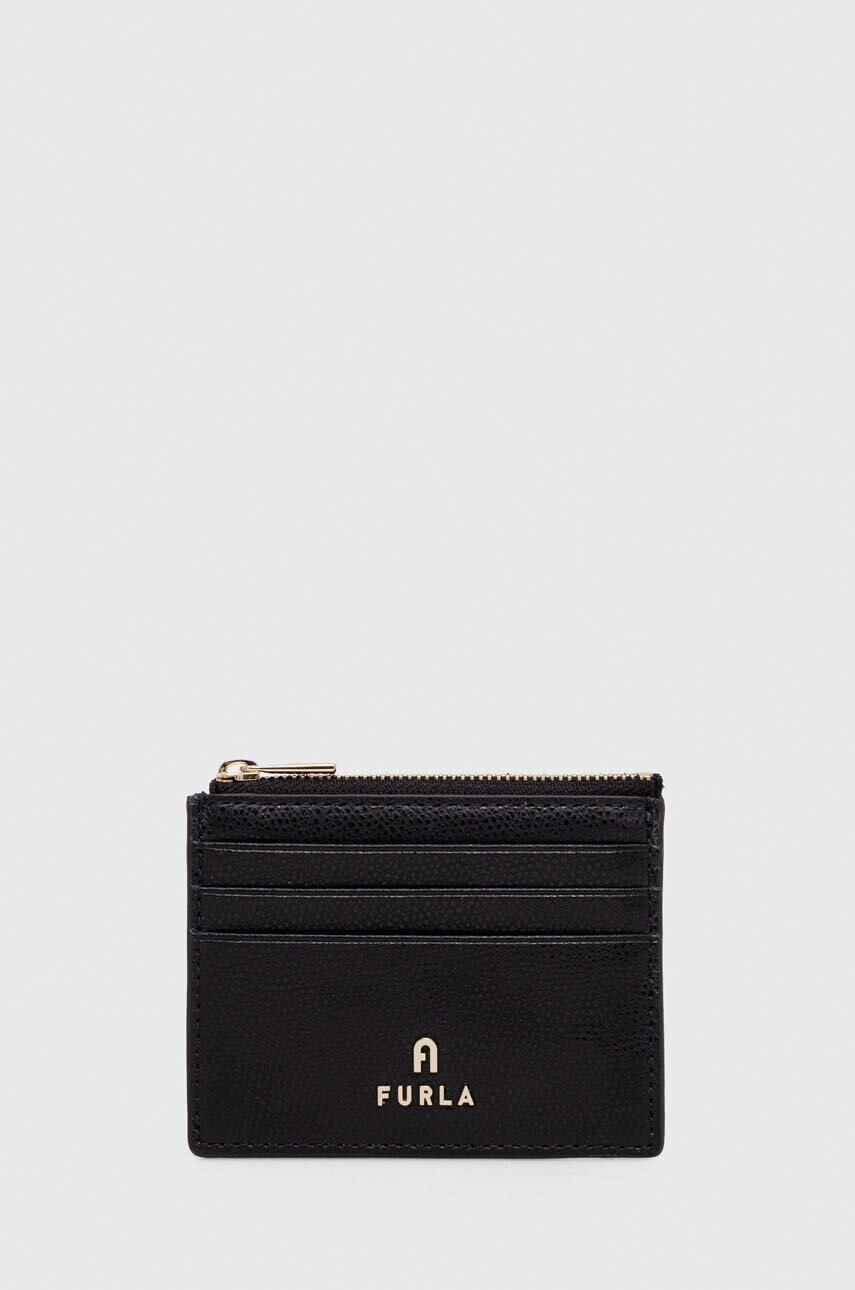 

Кожен портфейл Furla дамски в черно, Черен