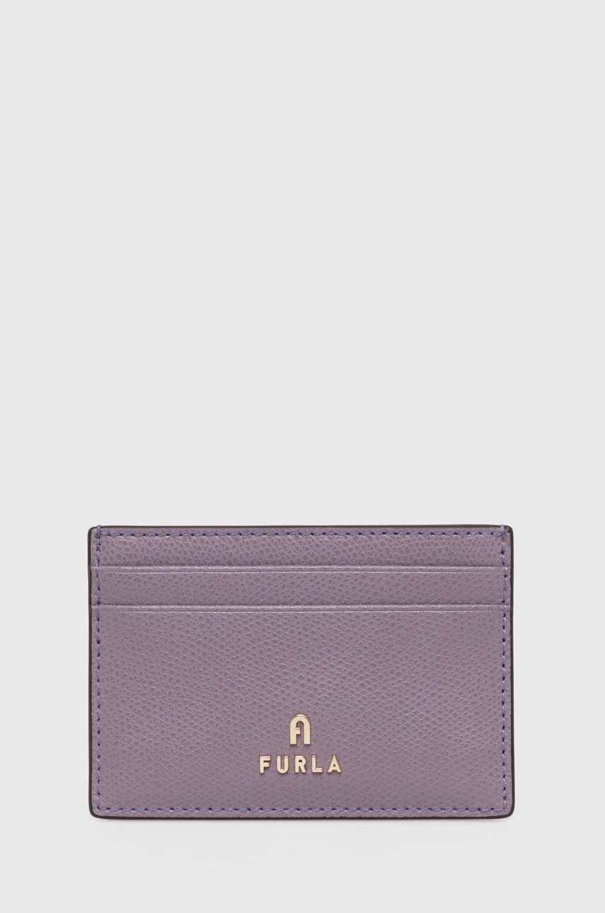 

Шкіряний чохол на банківські карти Furla колір фіолетовий