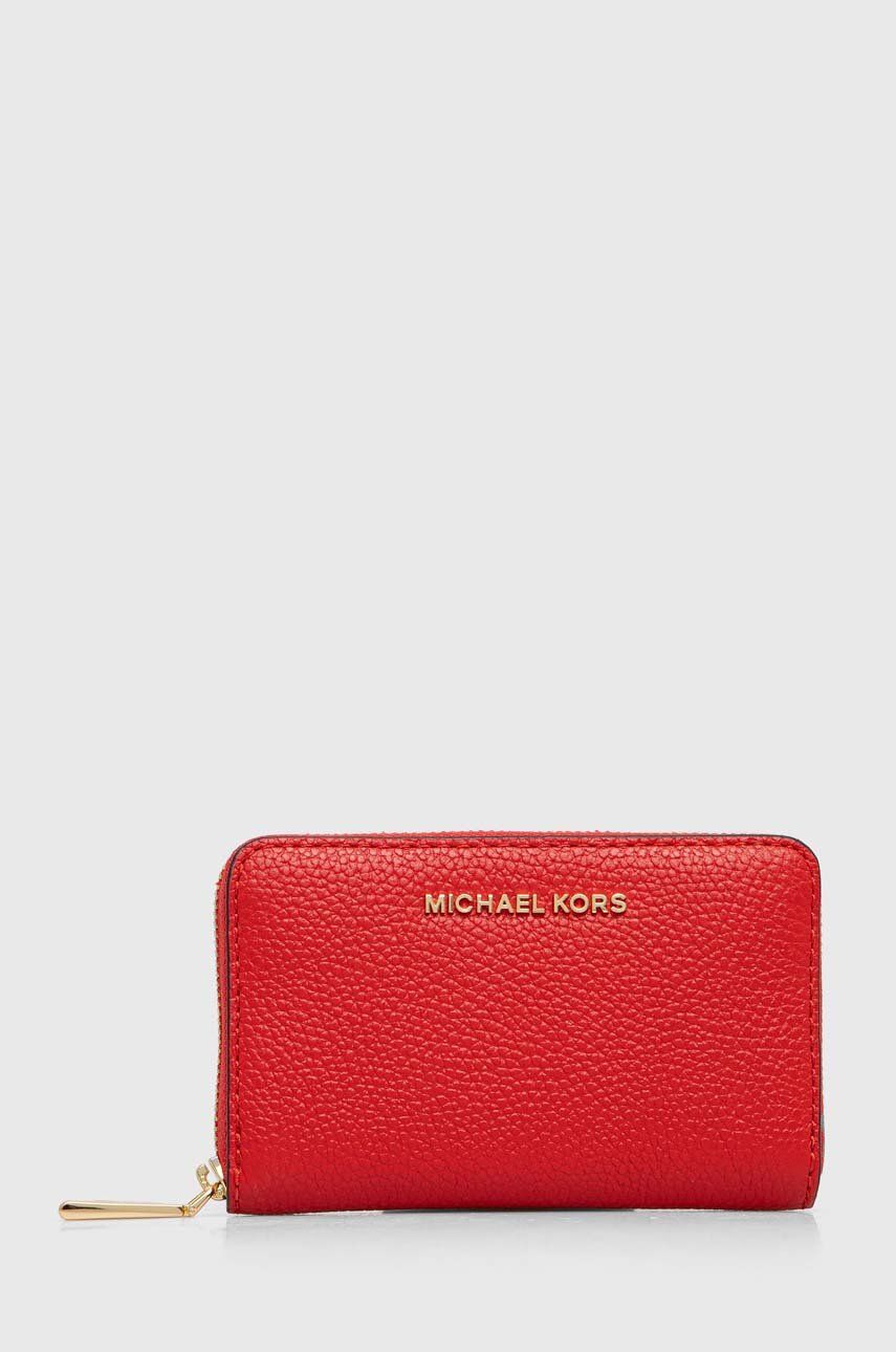 Kožená peněženka MICHAEL Michael Kors červená barva