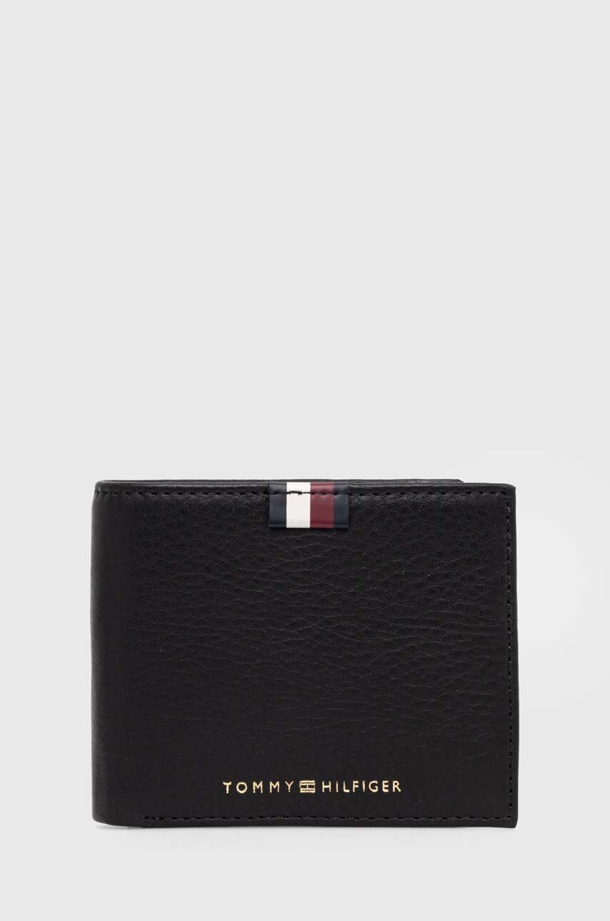 

Кожен портфейл Tommy Hilfiger мъжки в черно, Черен