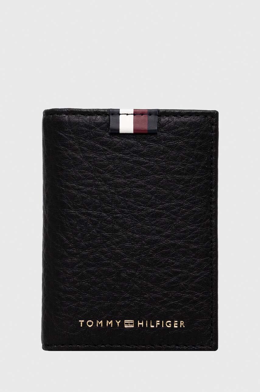 

Шкіряний чохол на банківські карти Tommy Hilfiger колір чорний
