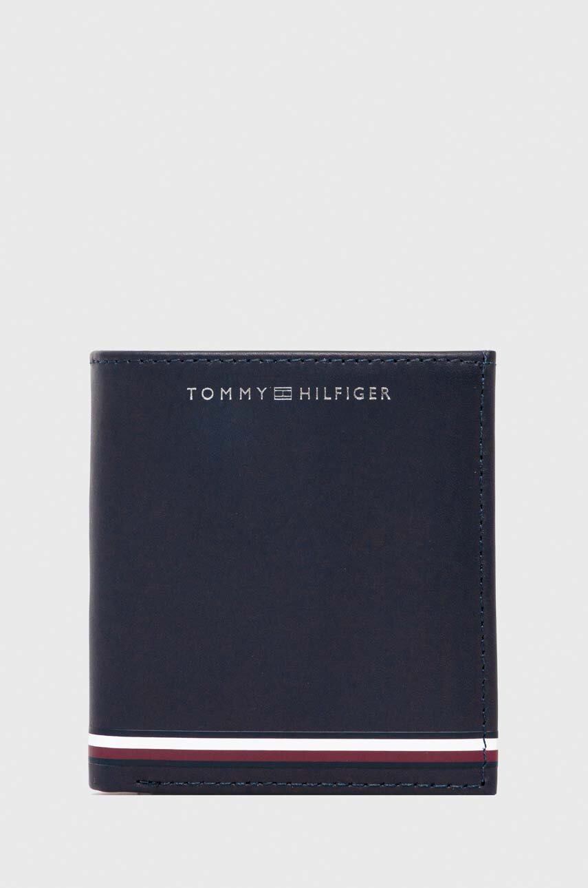 

Шкіряний гаманець Tommy Hilfiger чоловічий колір синій