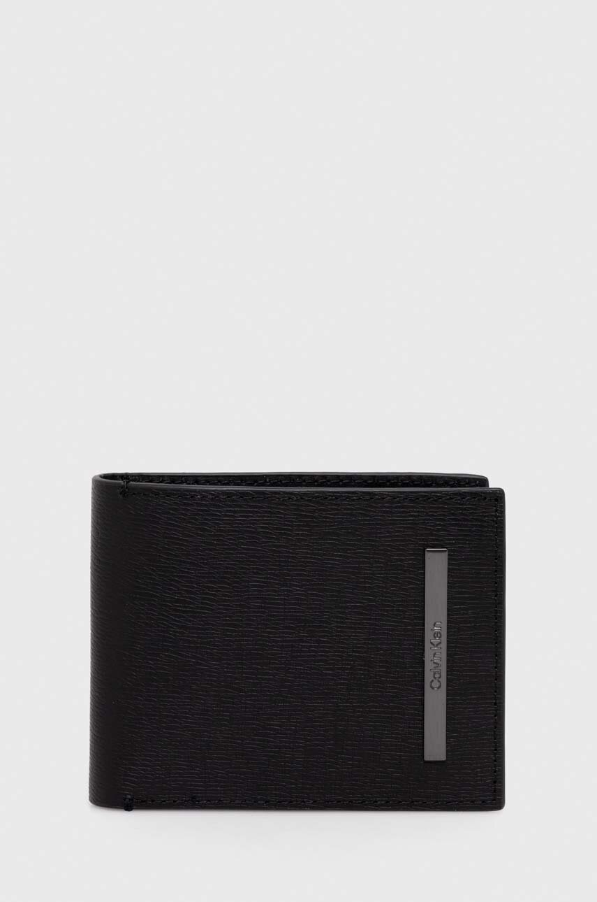 

Кожен портфейл Calvin Klein мъжки в черно, Черен