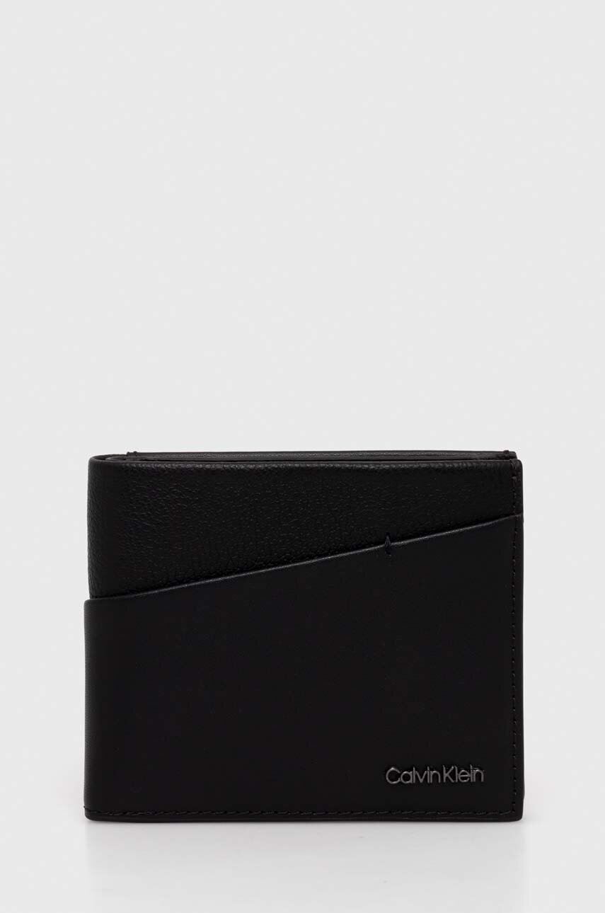 

Кожен портфейл Calvin Klein мъжки в черно, Черен