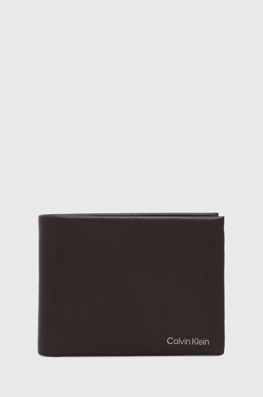 

Кожен портфейл Calvin Klein мъжки в кафяво, Кафяв