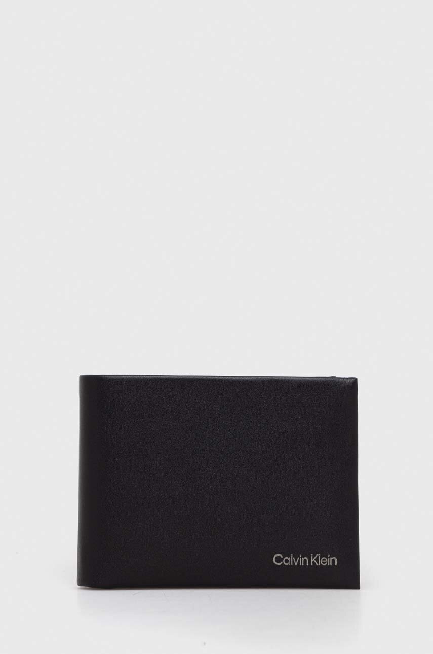 

Кожен портфейл Calvin Klein мъжки в черно, Черен