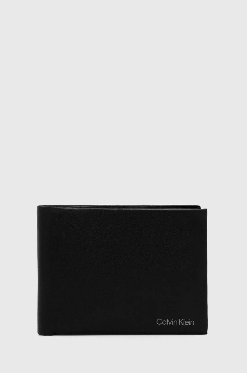 

Кожен портфейл Calvin Klein мъжки в черно, Черен