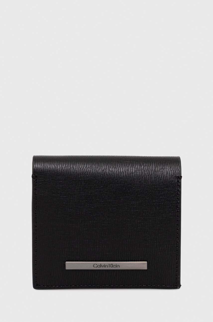 

Кожен портфейл Calvin Klein мъжки в черно, Черен