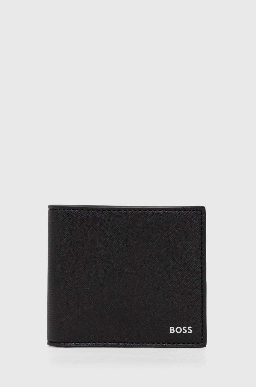 Levně Kožená peněženka BOSS černá barva, 50485600