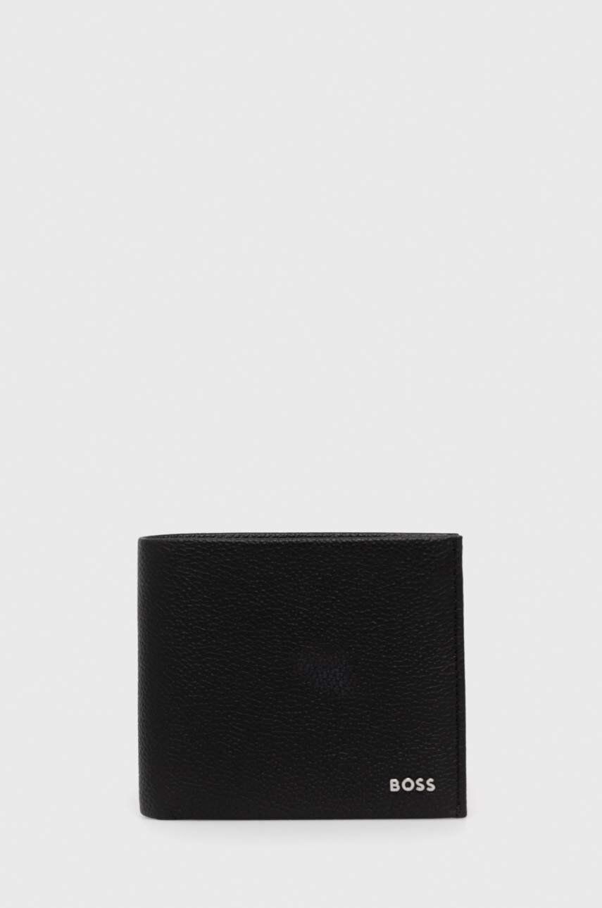 Levně Kožená peněženka BOSS černá barva, 50499270