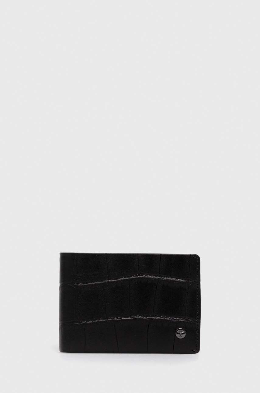 Kožená peněženka Joop! černá barva - černá -  Přírodní kůže