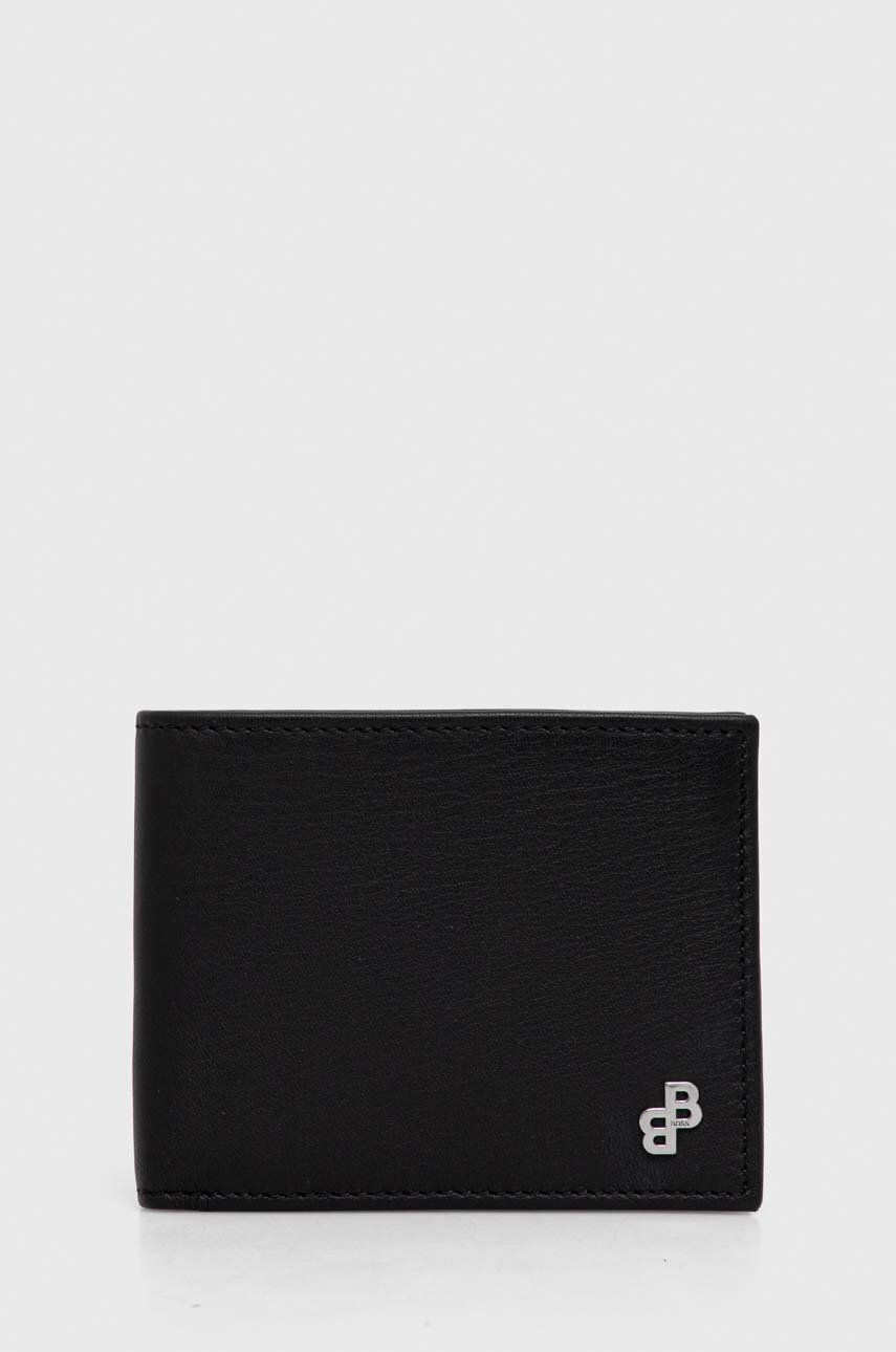 Levně Kožená peněženka BOSS černá barva