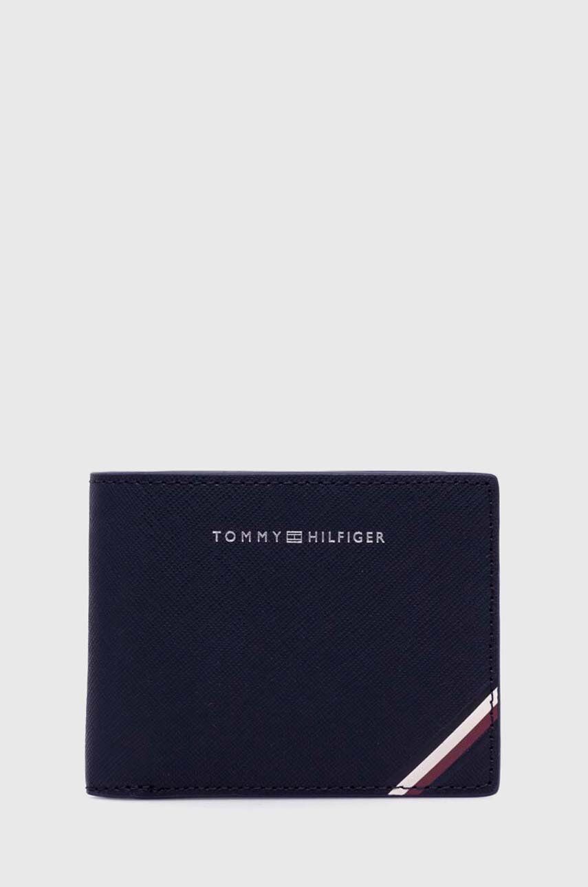 Kožená peněženka Tommy Hilfiger tmavomodrá barva - námořnická modř -  Hovězí useň