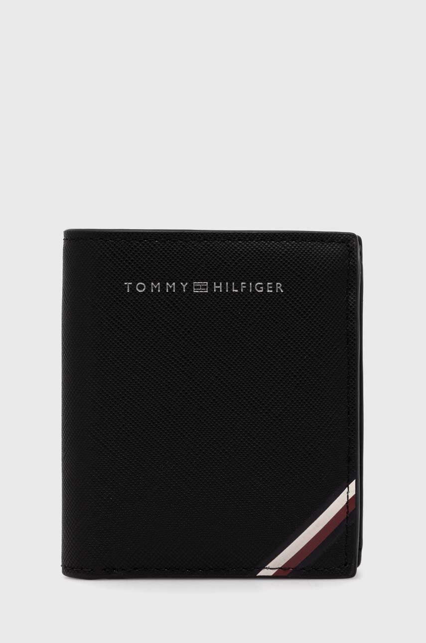 

Кожен портфейл Tommy Hilfiger мъжки в черно, Черен