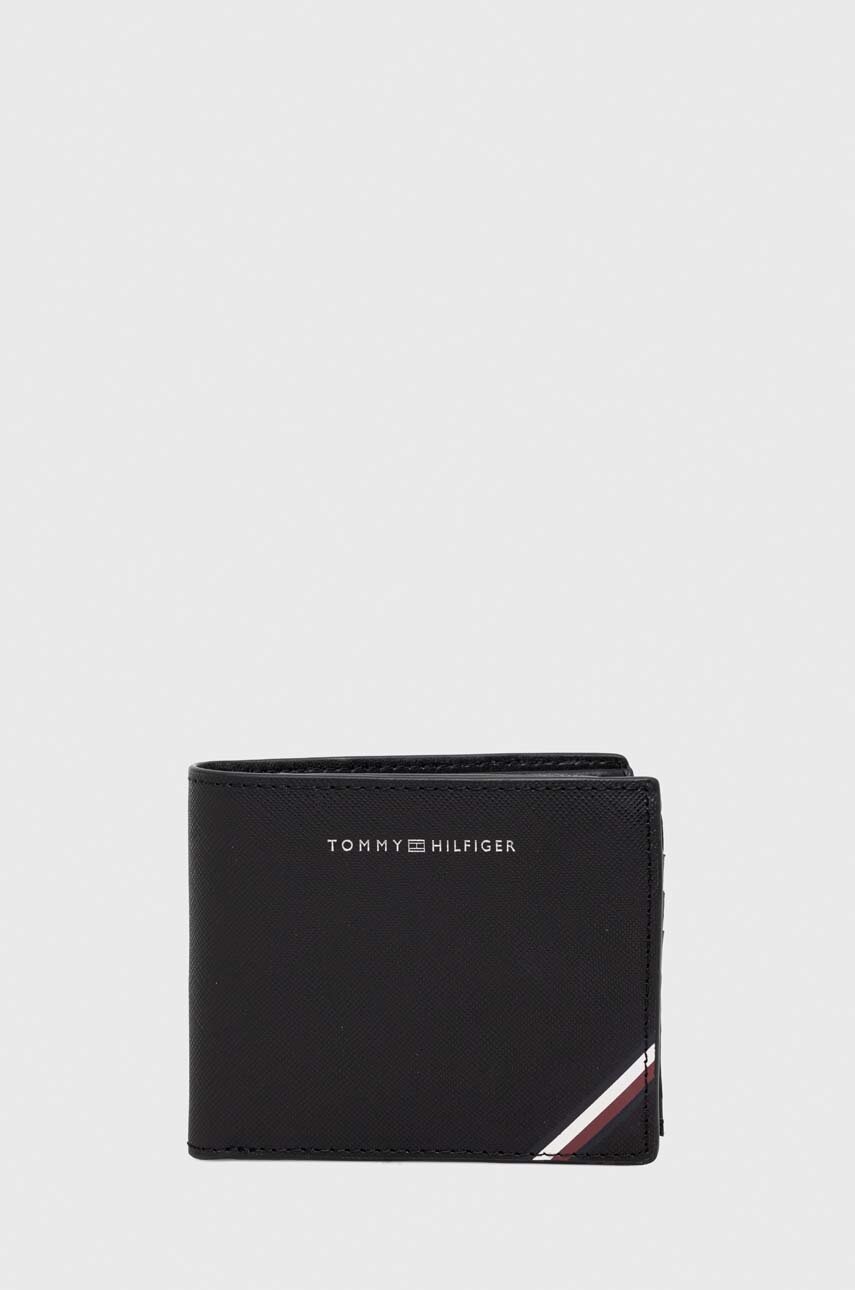 

Кожен портфейл Tommy Hilfiger мъжки в черно, Черен