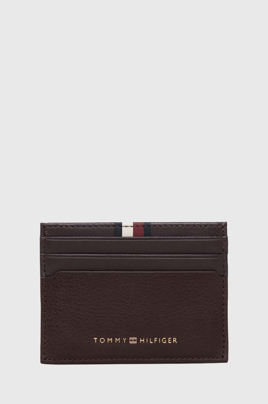

Шкіряний чохол на банківські карти Tommy Hilfiger колір коричневий