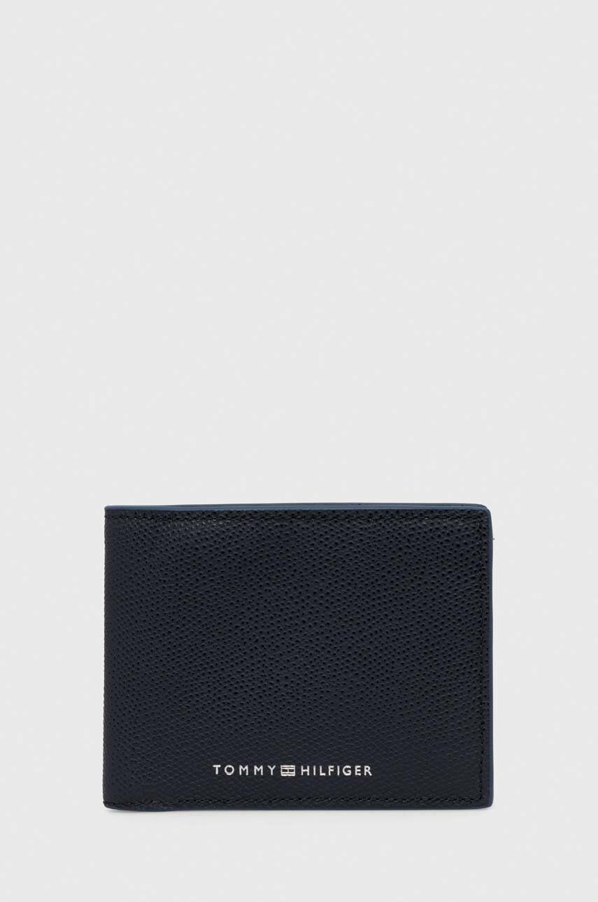 Kožená peňaženka Tommy Hilfiger pánsky, tmavomodrá farba