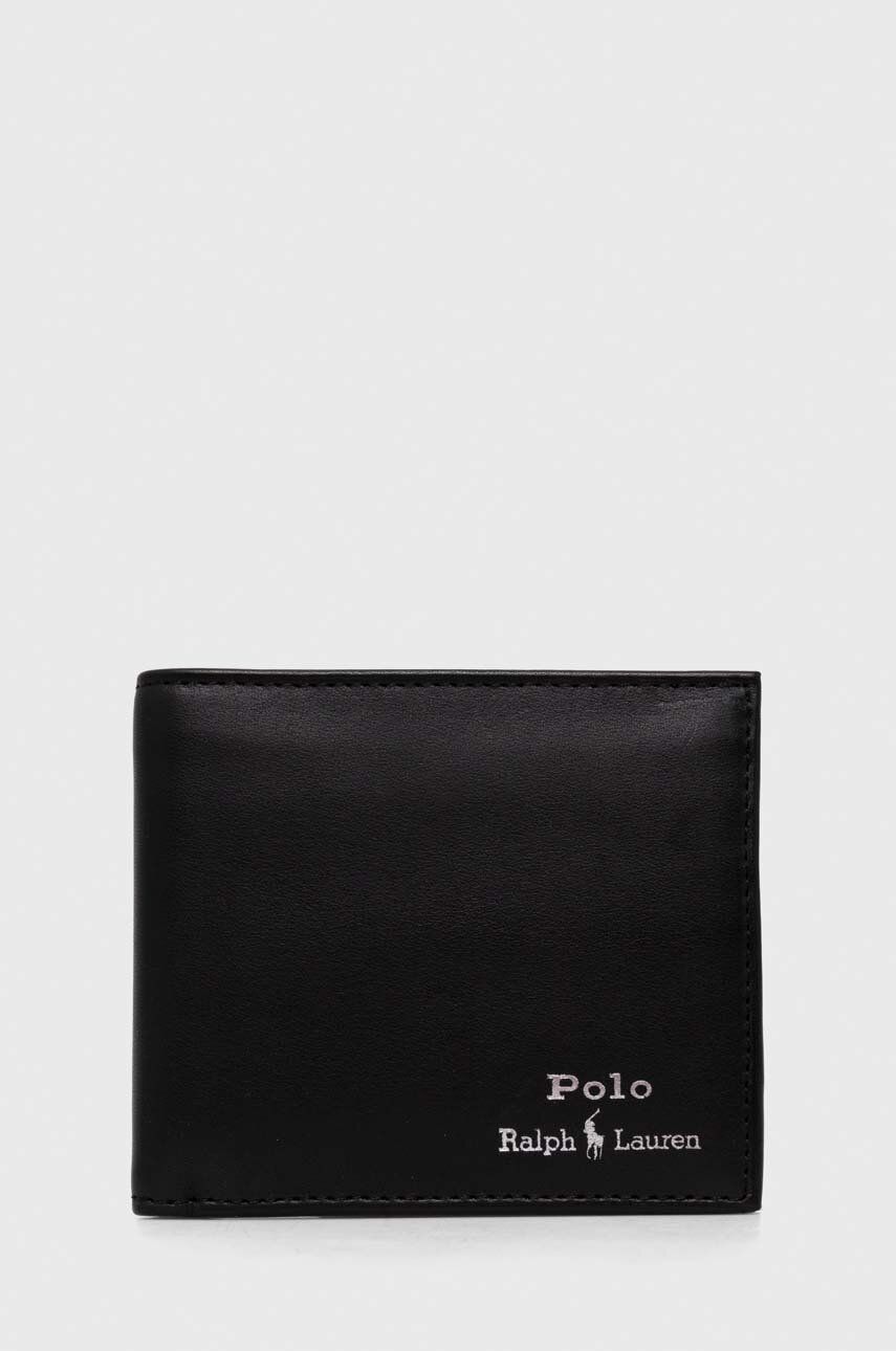 Levně Kožená peněženka Polo Ralph Lauren černá barva, 405803865