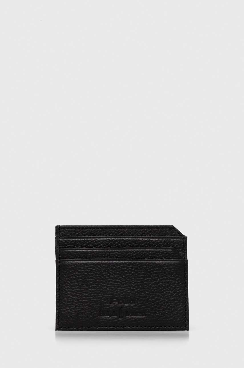 Levně Kožené pouzdro na karty Polo Ralph Lauren černá barva, 405914159