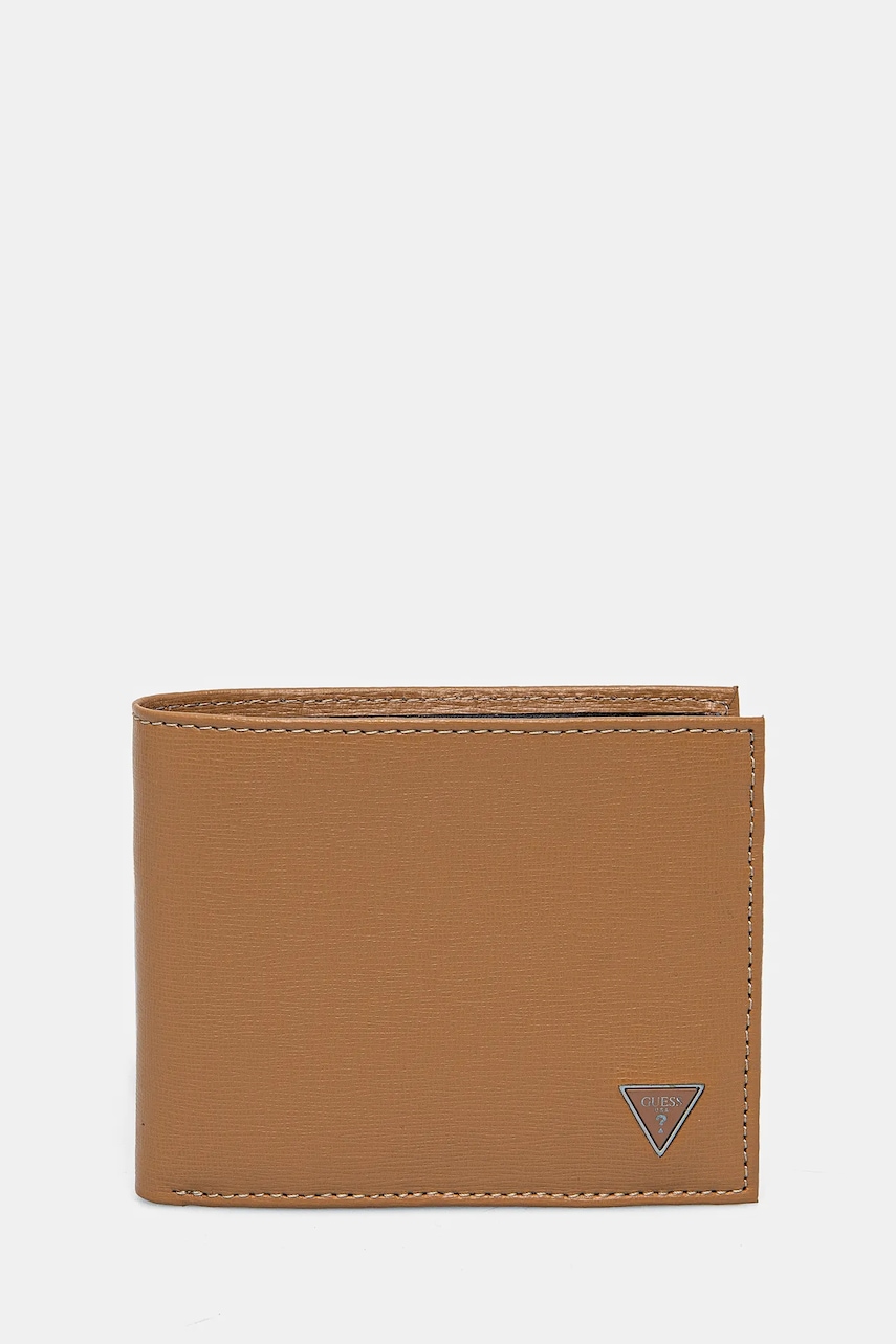 

Кожен портфейл Guess мъжки в бежово, Бежов