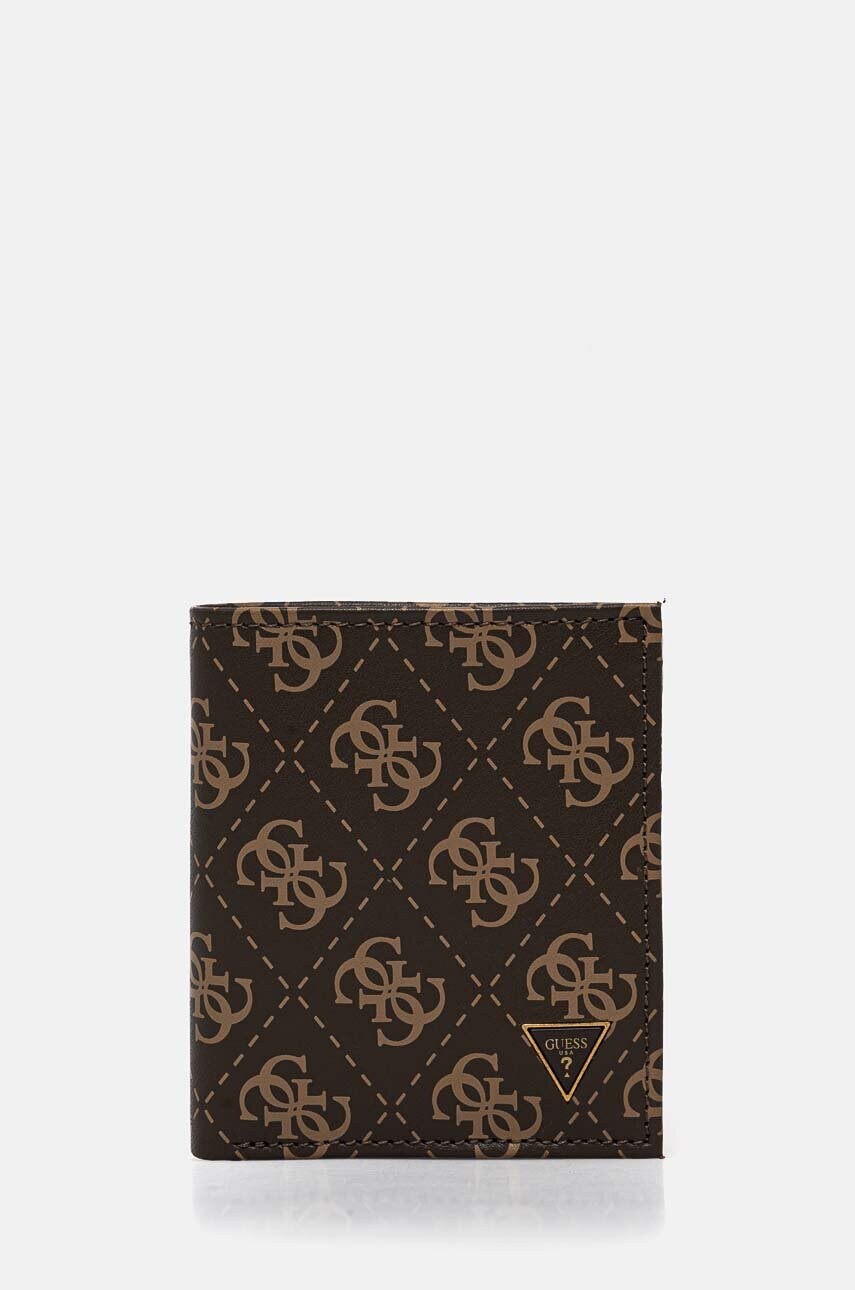 

Кожен портфейл Guess мъжки в кафяво, Кафяв