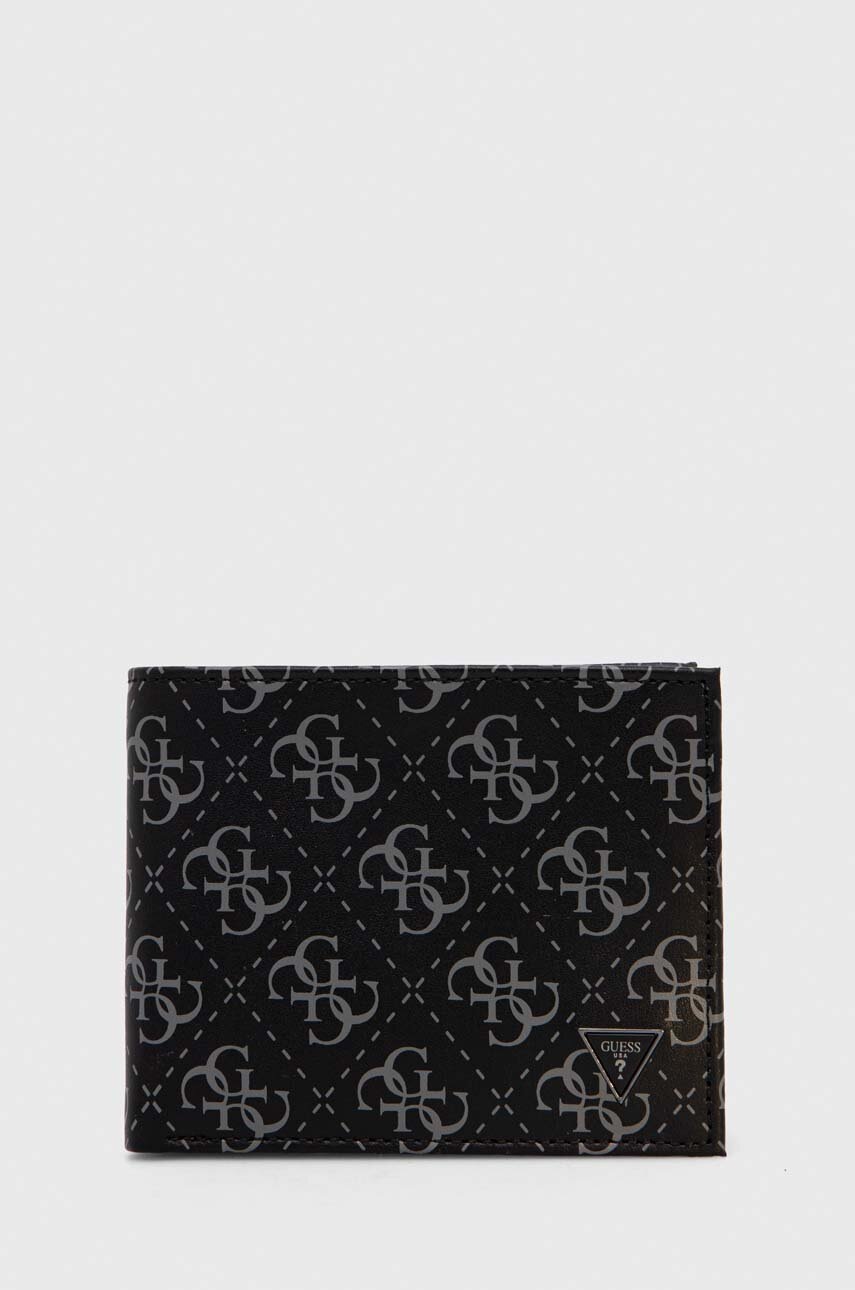 

Шкіряний гаманець Guess чоловічий колір чорний