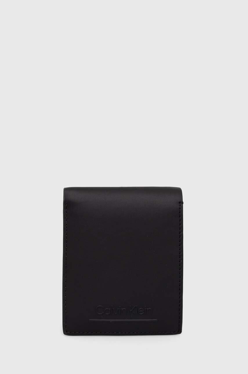 

Кожен портфейл Calvin Klein мъжки в черно, Черен