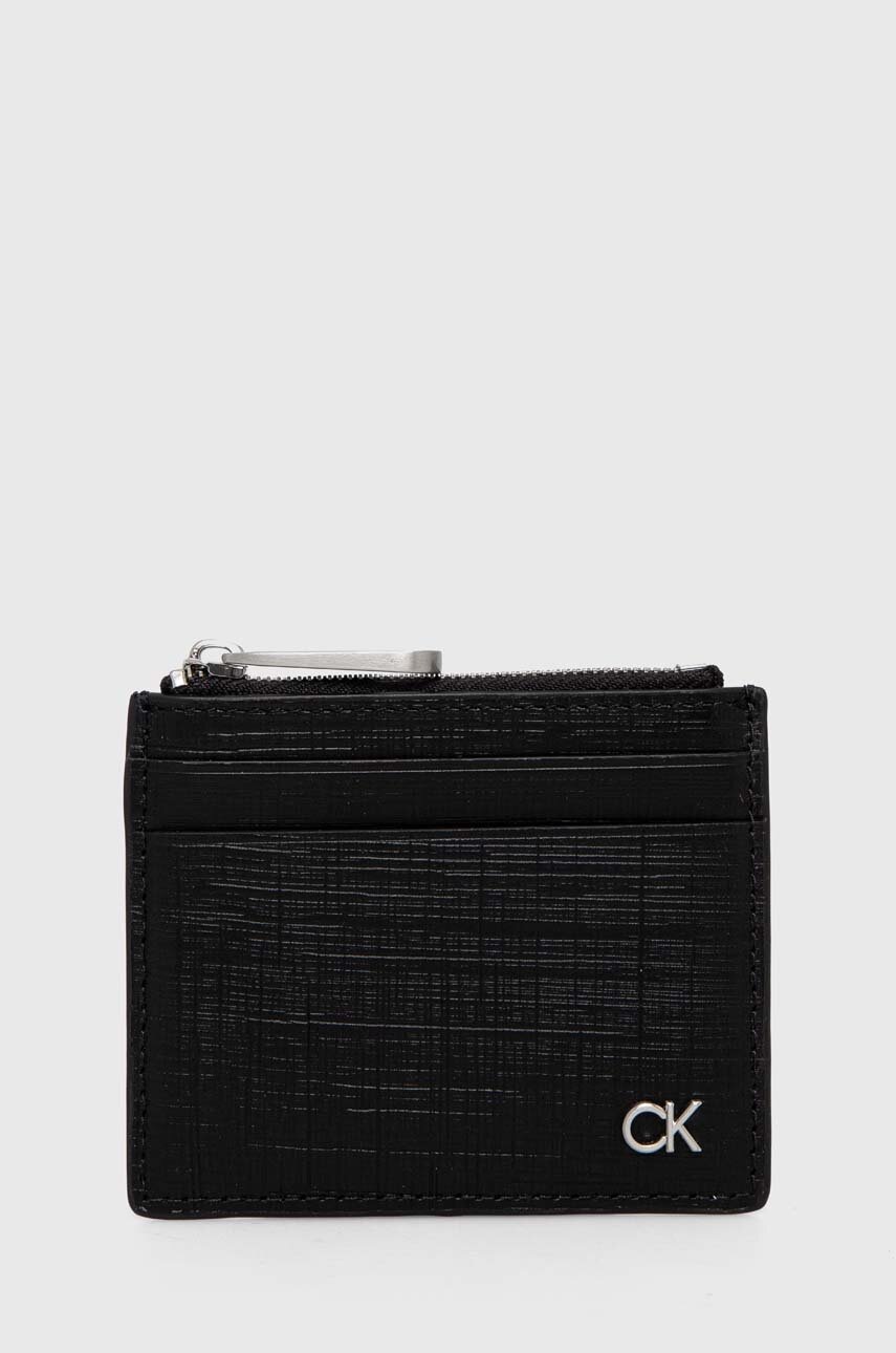 

Кожен портфейл Calvin Klein мъжки в черно, Черен